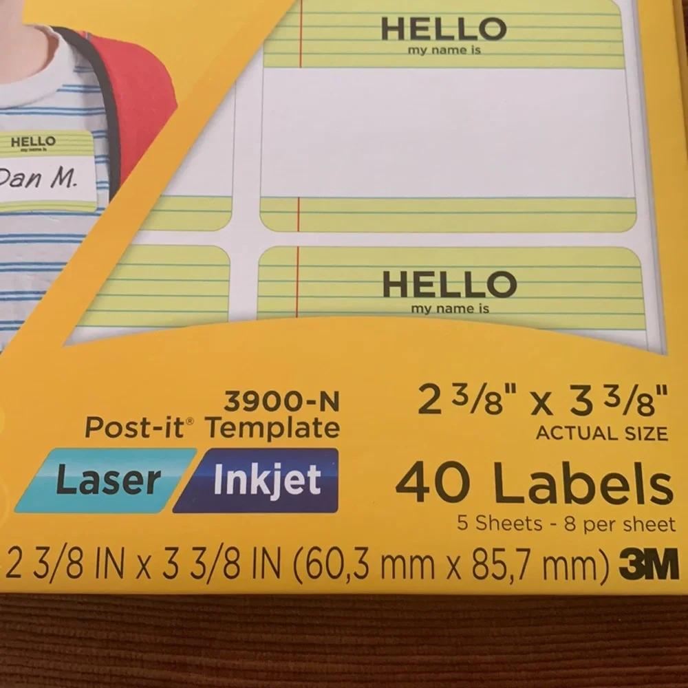 New in Package Name Badge Post-It Labels